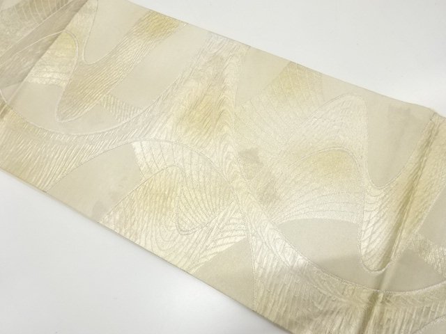 JAPANESE KIMONO / ANTIQUE FLOWING WATER PATTERN WOVEN FUKURO OBI (MATE